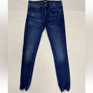 Express Jeans ankle legging mid rise raw hem
